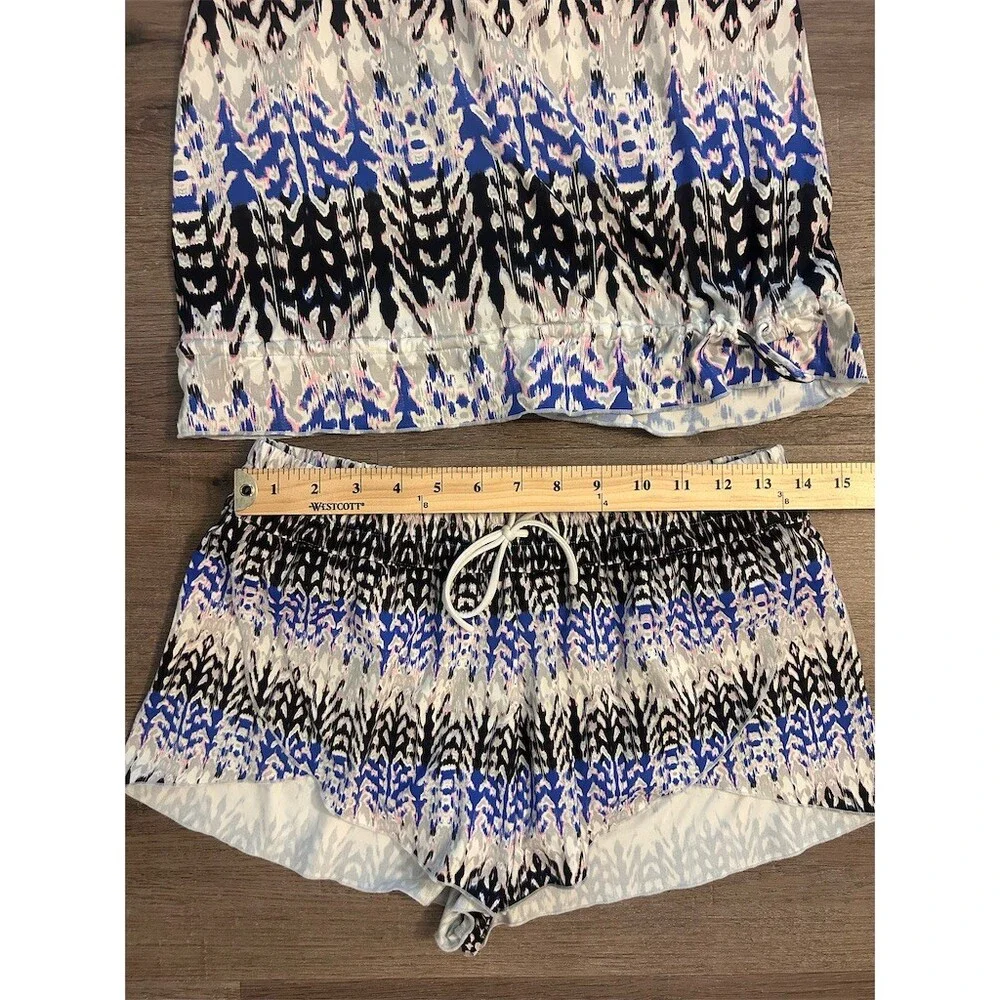 Athleta Kamala Tankini Swim Set Womens Size M Multicolor Ikat Tank & Swim Shorts